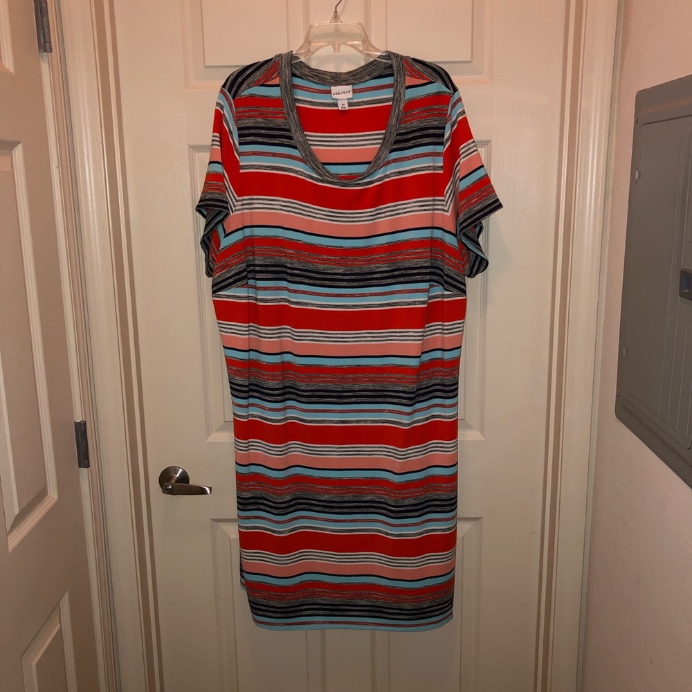 Women’s Plus Size Multi-Striped T-Shirt Dress
